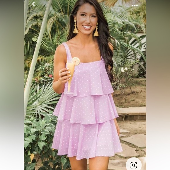 Pink Lily Know My Heart Polka Dot Dress Purple - Picture 1 of 4